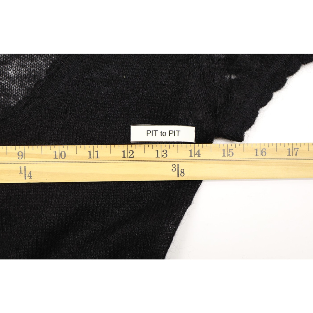 Urban Outfitters M Open Knit Mohair Blend Midi Dress Black Y2k Short Sleeve - Picture 4 of 10